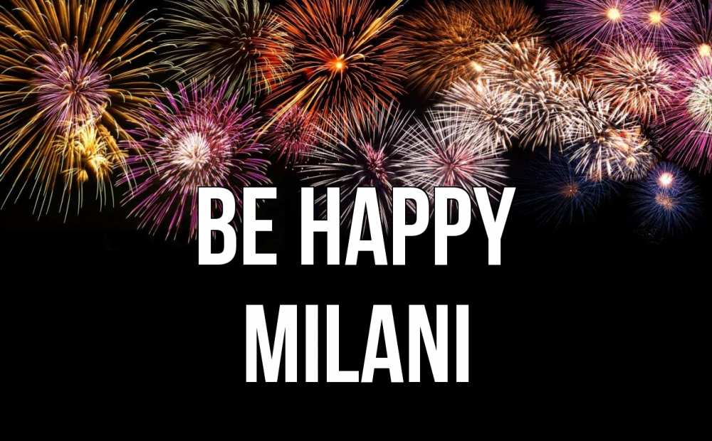 Greetings card с именем, Milani Be happy Фейрверг 1 Greetings with text for free download 