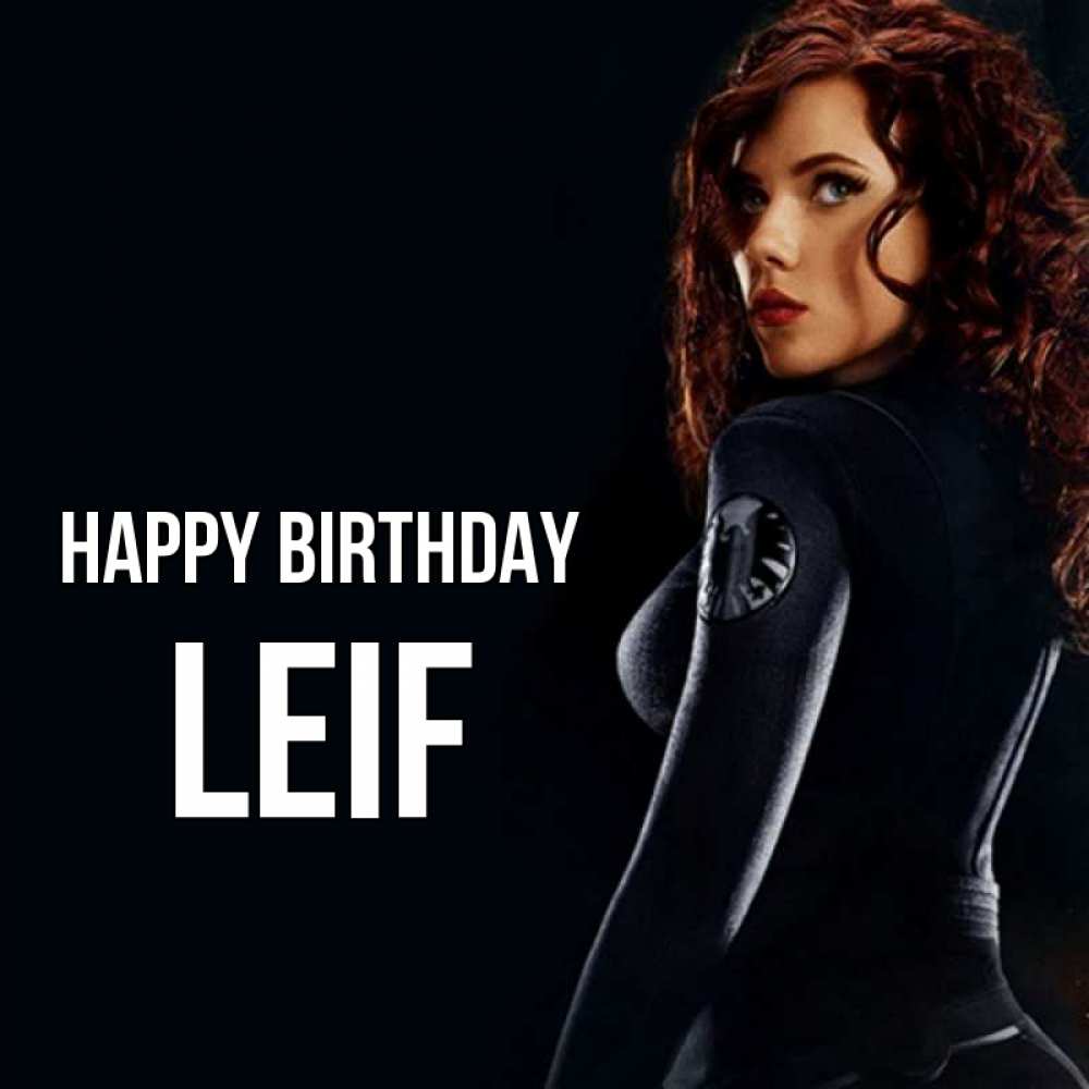 Greetings card с именем, Leif Happy Birthday Марвел черная вдова Greetings with text for free download 