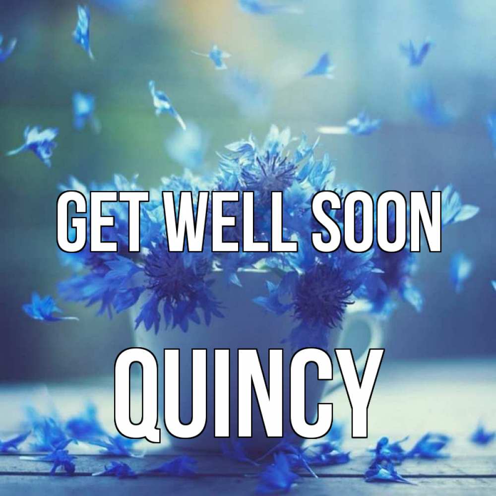 Greetings card с именем, Quincy Get well soon кружка с зельем и цветами Greetings with text for free download 
