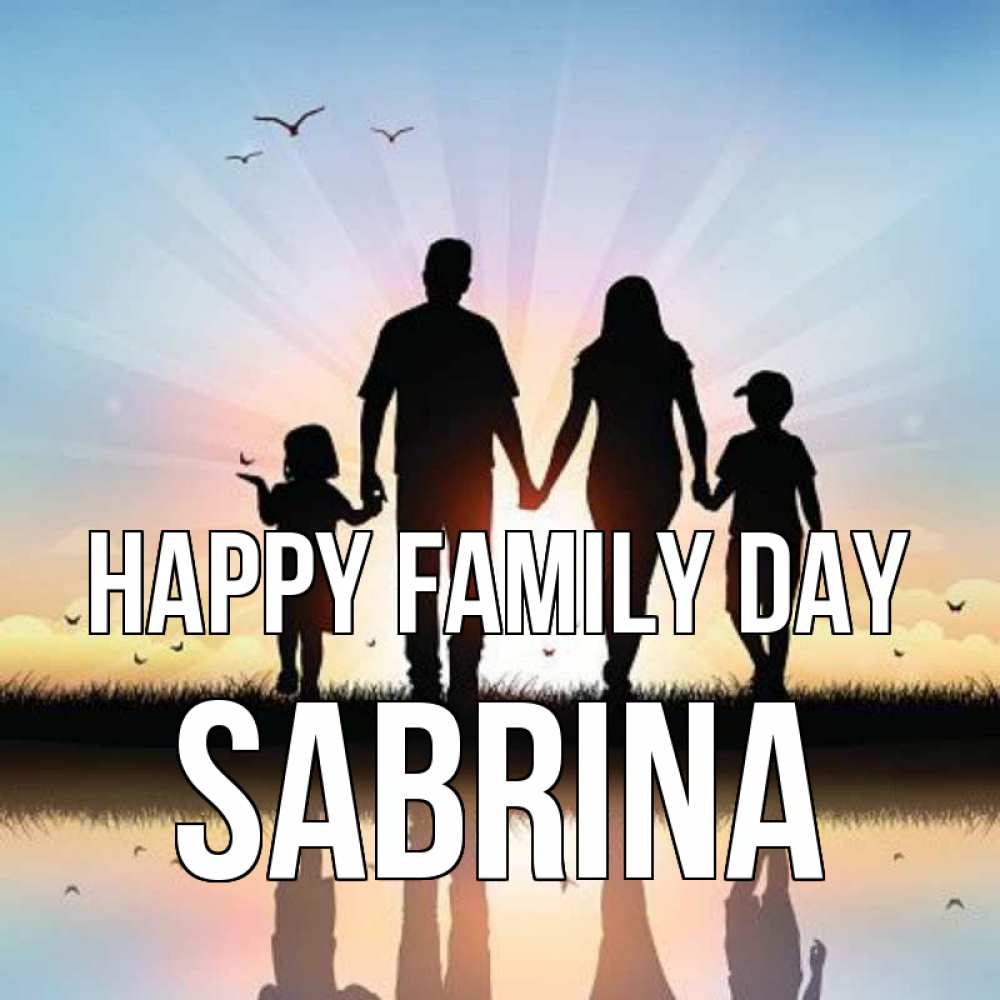 Greetings card с именем, Sabrina happy family day сын, дочка, мама, папа, море , закат Greetings with text for free download 