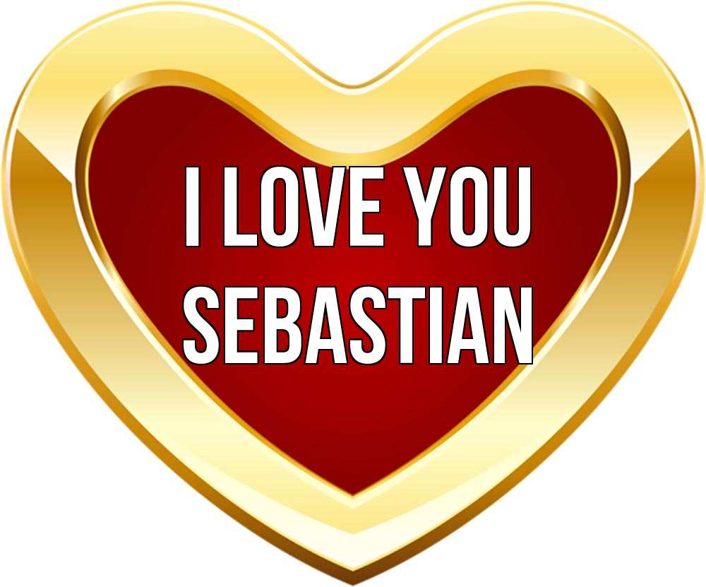 Greetings card с именем, Sebastian I love you из краски Greetings with text for free download 