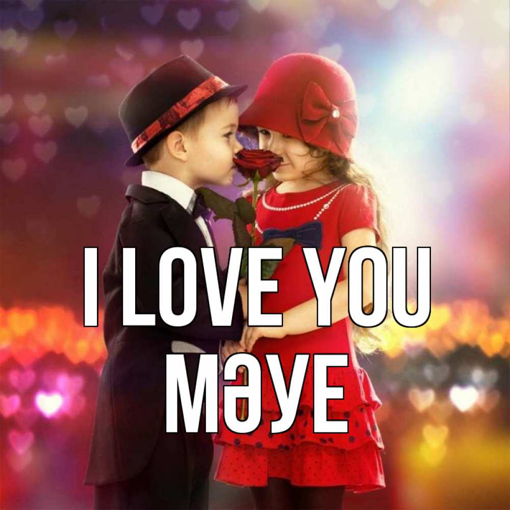 Greetings card с именем, МӘУЕ I love you черное и красное и роза Greetings with text for free download 