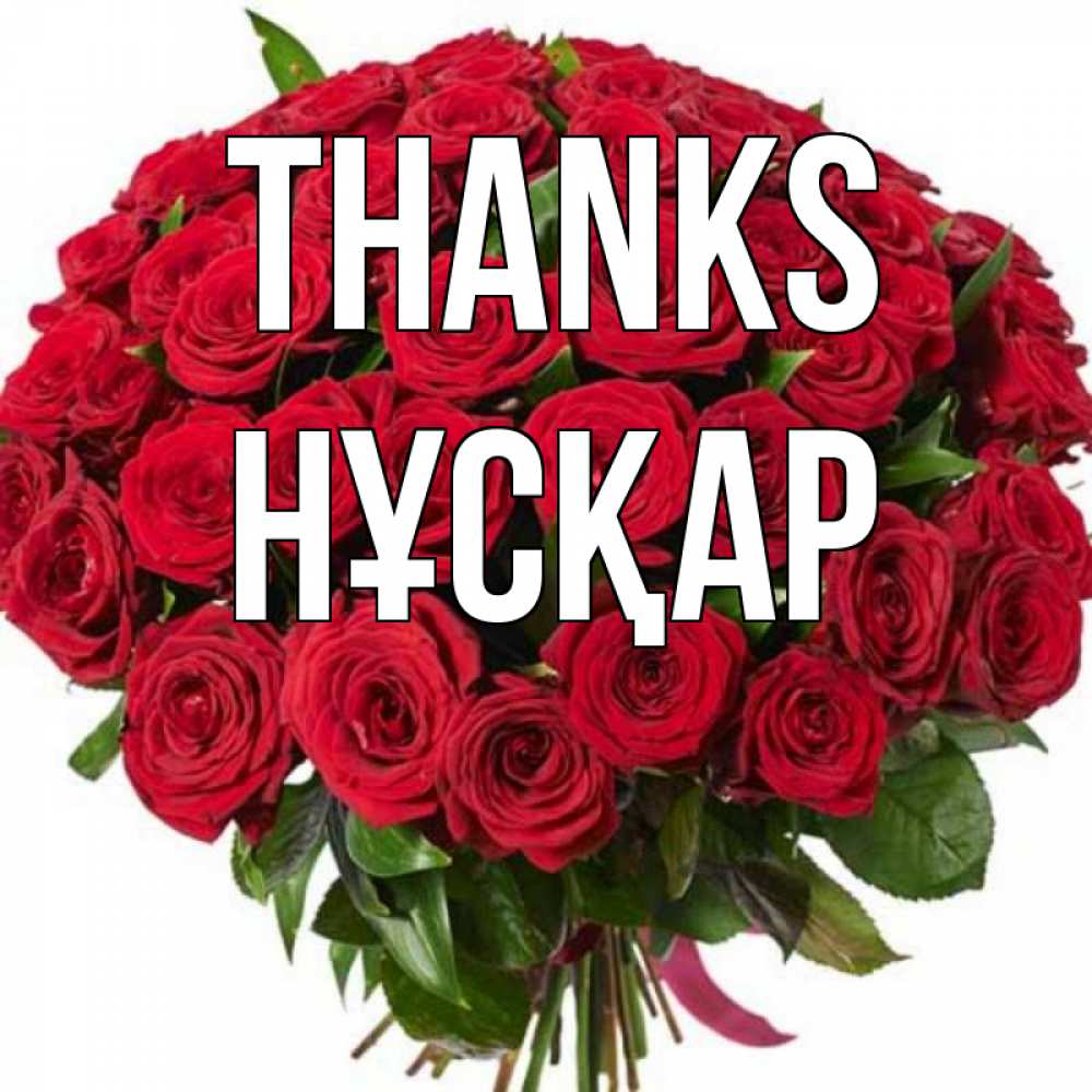 Greetings card с именем, НҰСҚАР Thanks букет красных роз Greetings with text for free download 