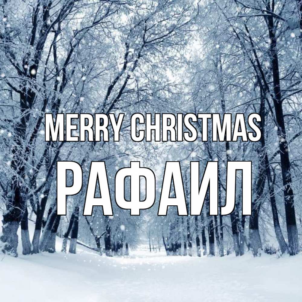 Greetings card с именем, Рафаил Merry Christmas снег, лес, парк Greetings with text for free download 