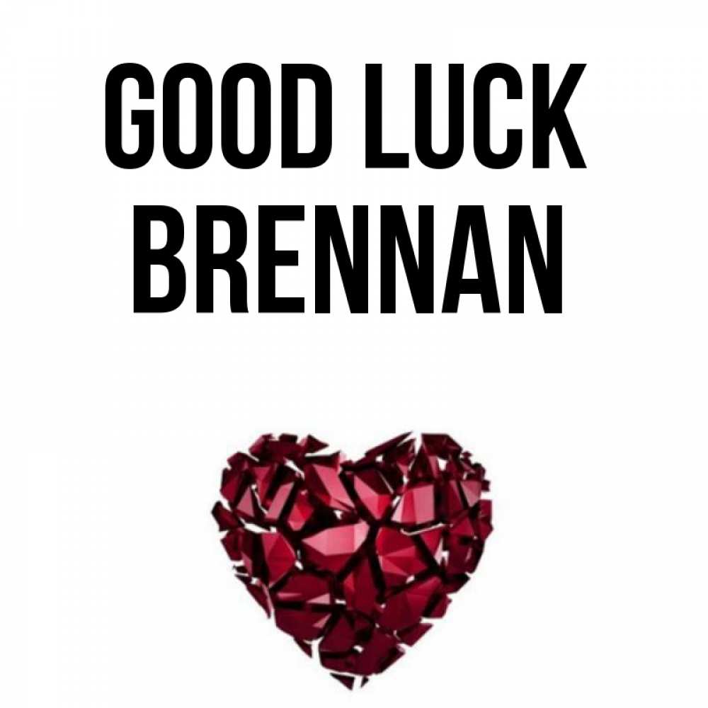 Greetings card с именем, Brennan Good luck бордовое из кристаллов  1 Greetings with text for free download 