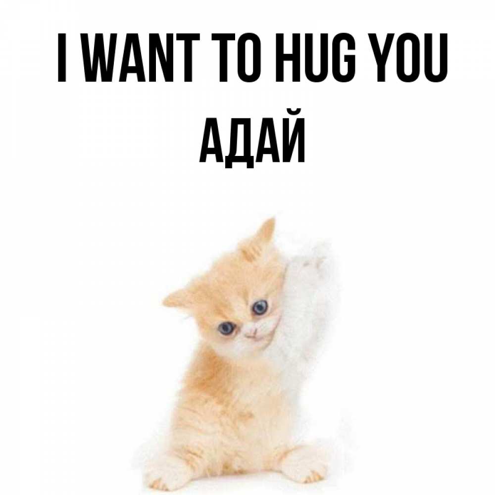 Greetings card с именем, Адай I want to hug you я хочу очень скорее обнимаешек Greetings with text for free download 
