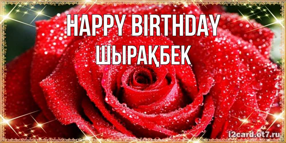 Greetings card с именем, ШЫРАҚБЕК Happy Birthday роса и роза. открытка с красивой розой Greetings with text for free download 