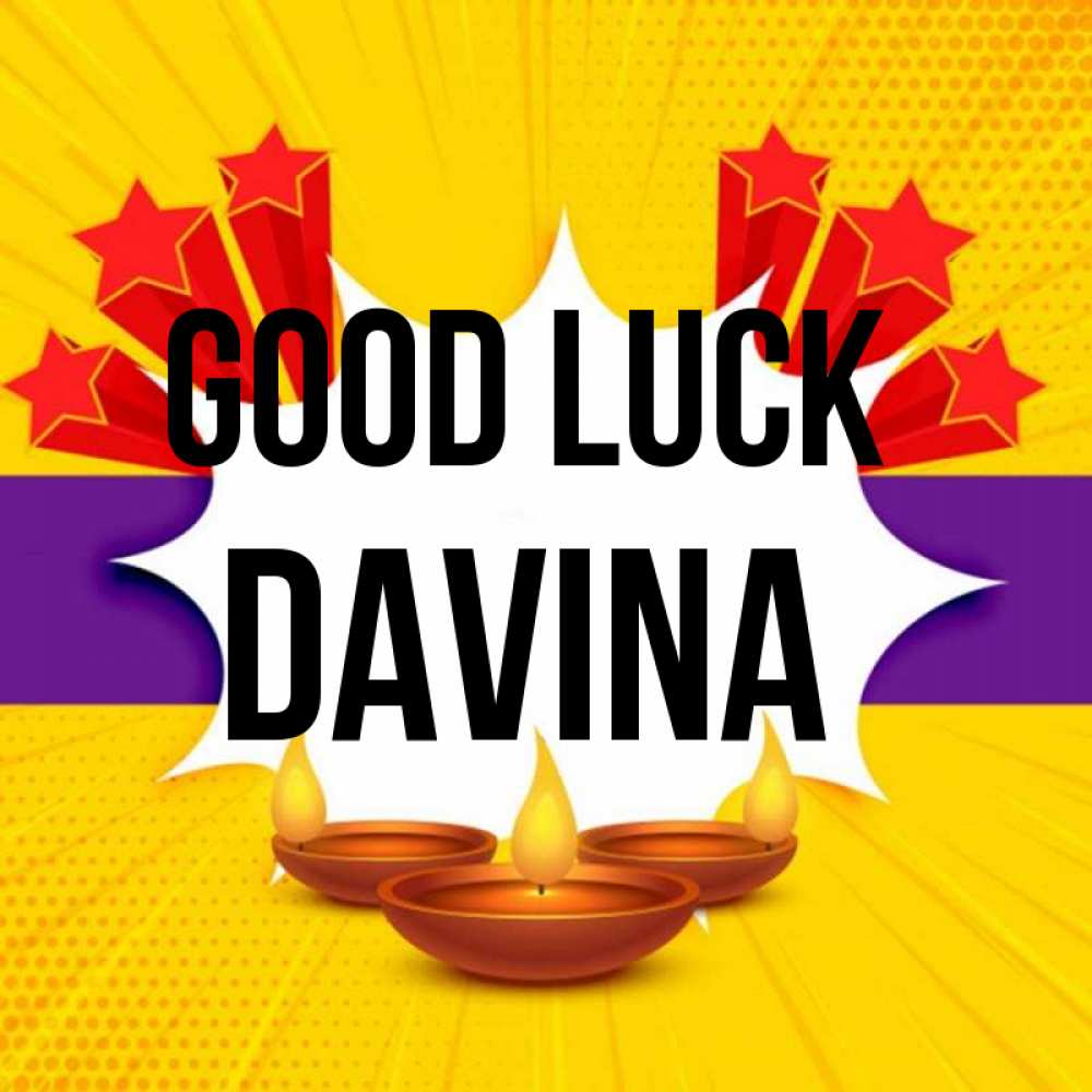 Greetings card с именем, Davina Good luck векторное изображение Greetings with text for free download 