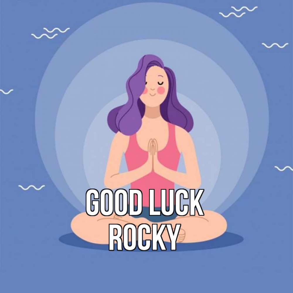 Greetings card с именем, Rocky Good luck девушка с фиолетовыми волосами Greetings with text for free download 