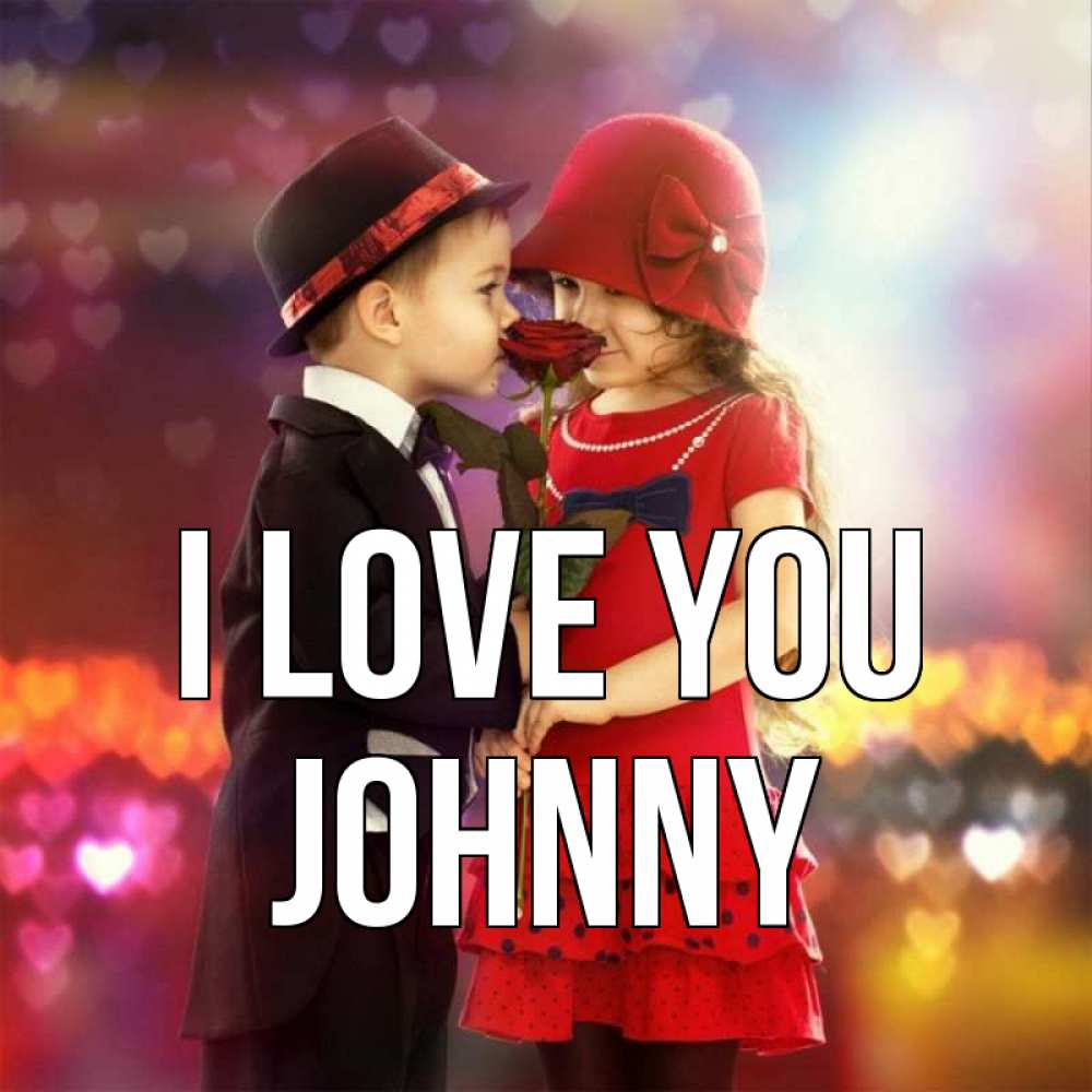 Greetings card с именем, Johnny I love you черное и красное и роза Greetings with text for free download 
