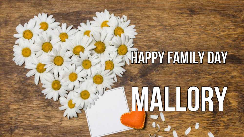 Greetings card с именем, Mallory happy family day с днем семьи Greetings with text for free download 