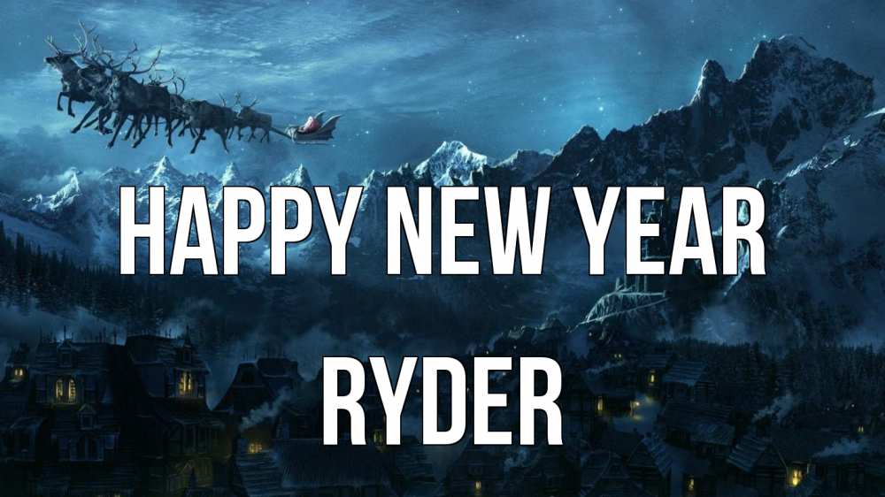 Greetings card с именем, Ryder Happy New Year дед мороз олени Greetings with text for free download 