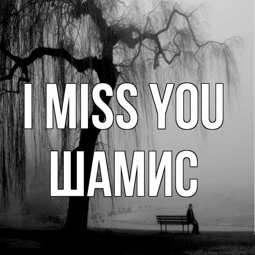 Greetings card с именем, ШАМИС I miss you лавочка под деревом я жду тебя Greetings with text for free download 