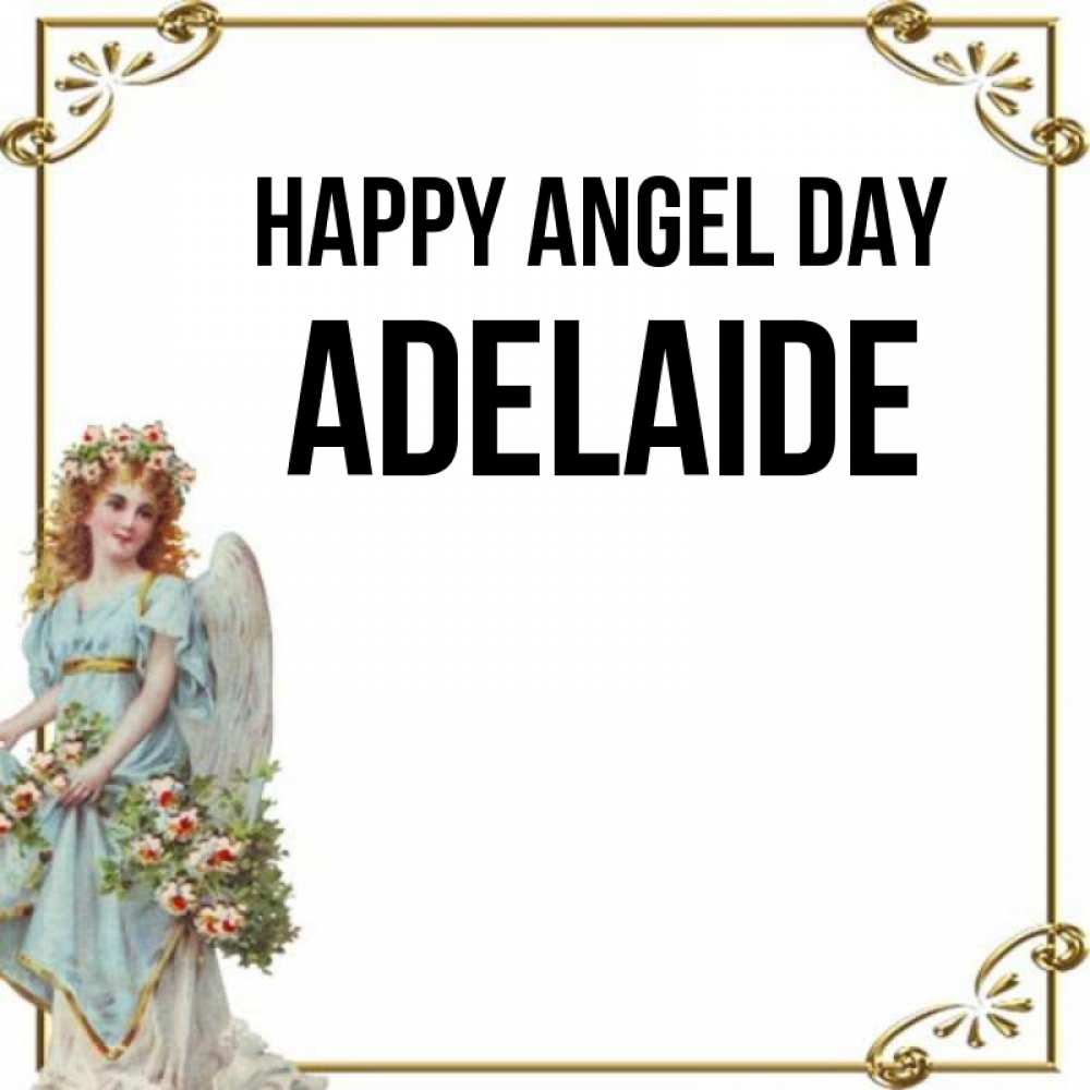 Greetings card с именем, Adelaide happy angel day с именинами от девушки ангела Greetings with text for free download 