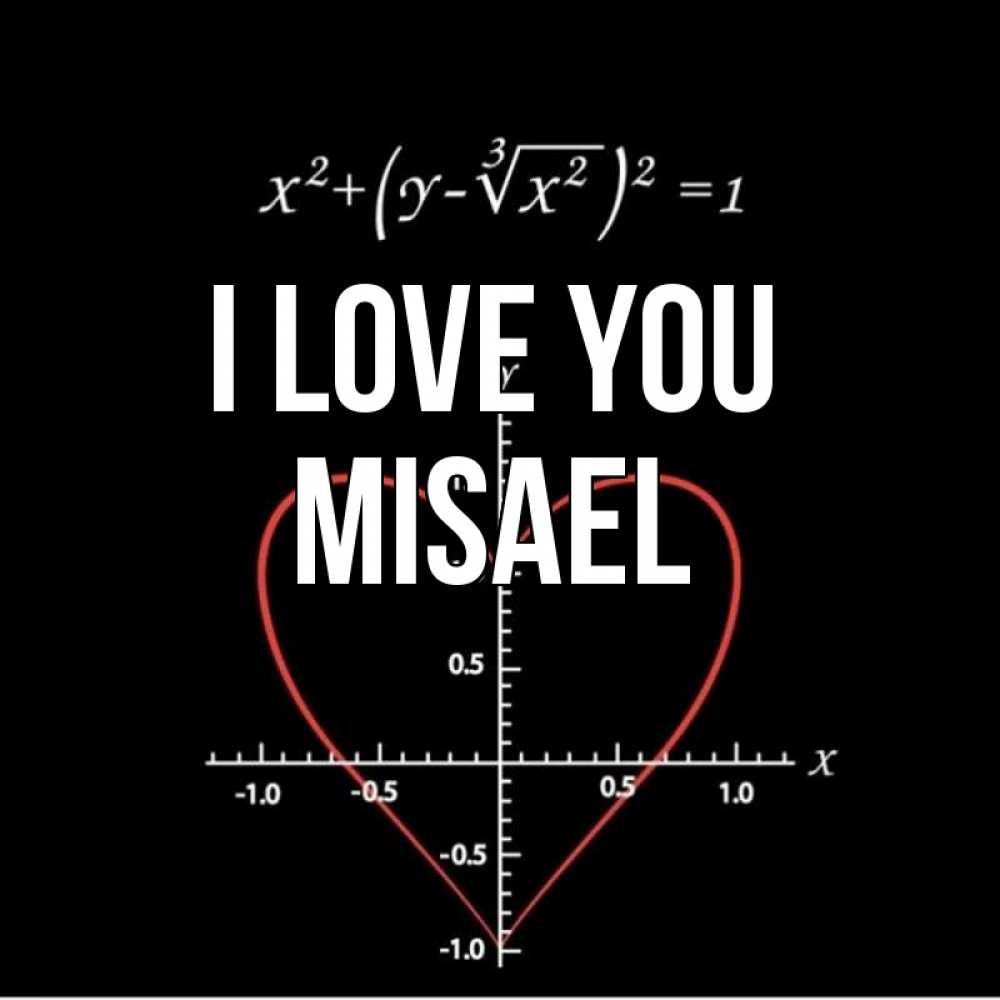 Greetings card с именем, Misael I love you сердечная формула Greetings with text for free download 