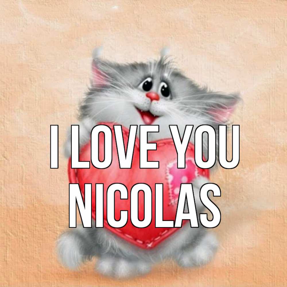 Greetings card с именем, Nicolas I love you сердце с заплаткой Greetings with text for free download 