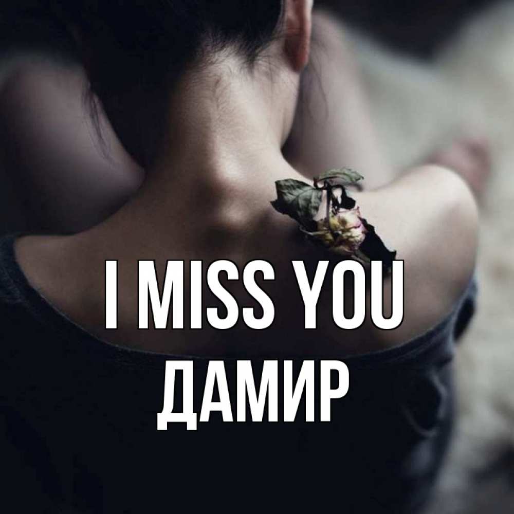 Greetings card с именем, Дамир I miss you засох цветок Greetings with text for free download 