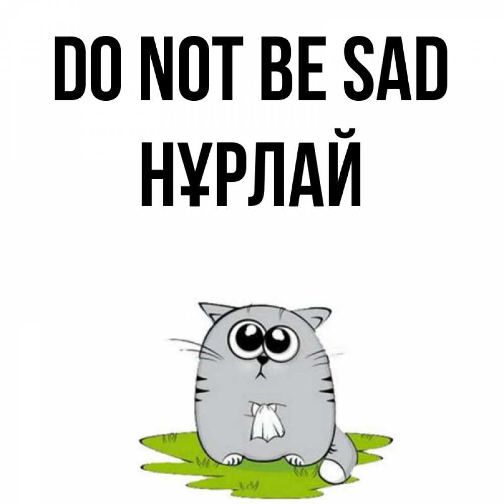 Greetings card с именем, НҰРЛАЙ Do not be sad грустный котяра Greetings with text for free download 