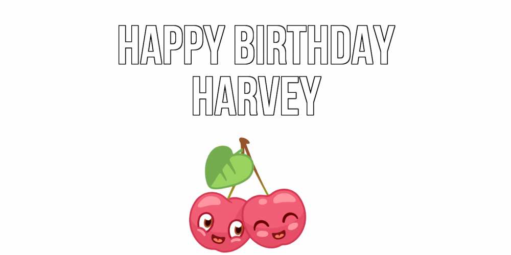 Greetings card с именем, Harvey Happy Birthday вишенки Greetings with text for free download 