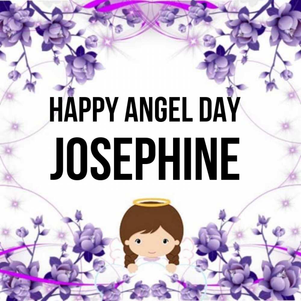 Greetings card с именем, Josephine happy angel day с именинами в рамочке Greetings with text for free download 