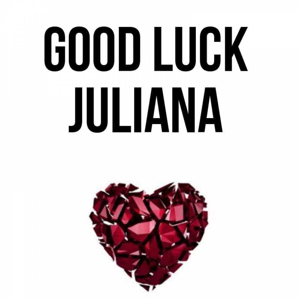 Greetings card с именем, Juliana Good luck бордовое из кристаллов  1 Greetings with text for free download 