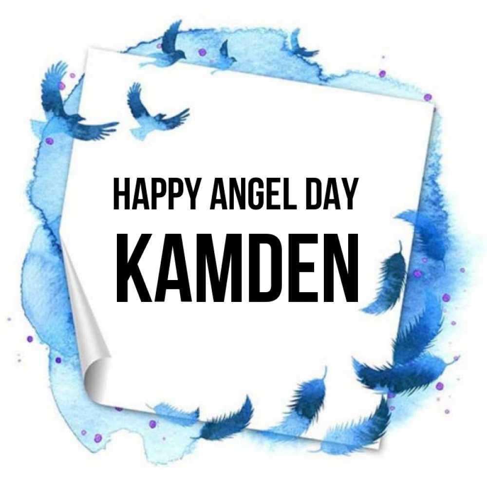 Greetings card с именем, Kamden happy angel day красивые птицы летят Greetings with text for free download 
