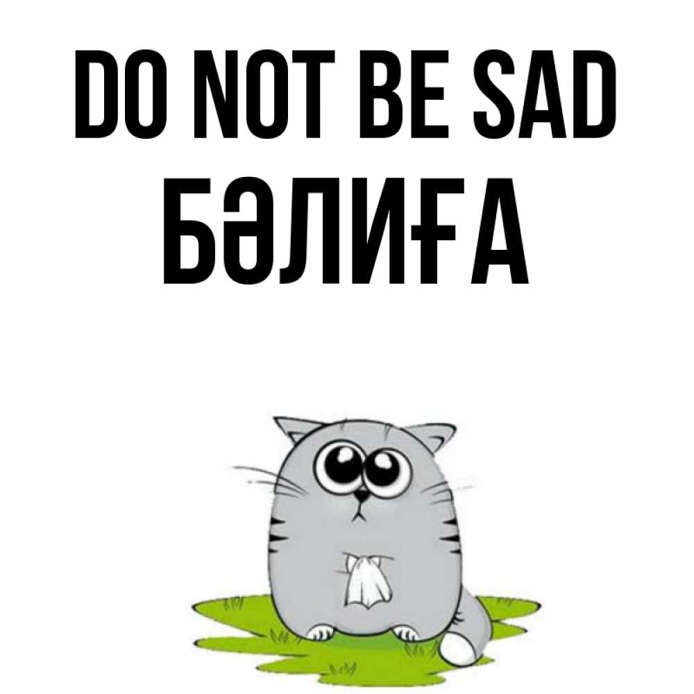 Greetings card с именем, БӘЛИҒА Do not be sad грустный котяра Greetings with text for free download 