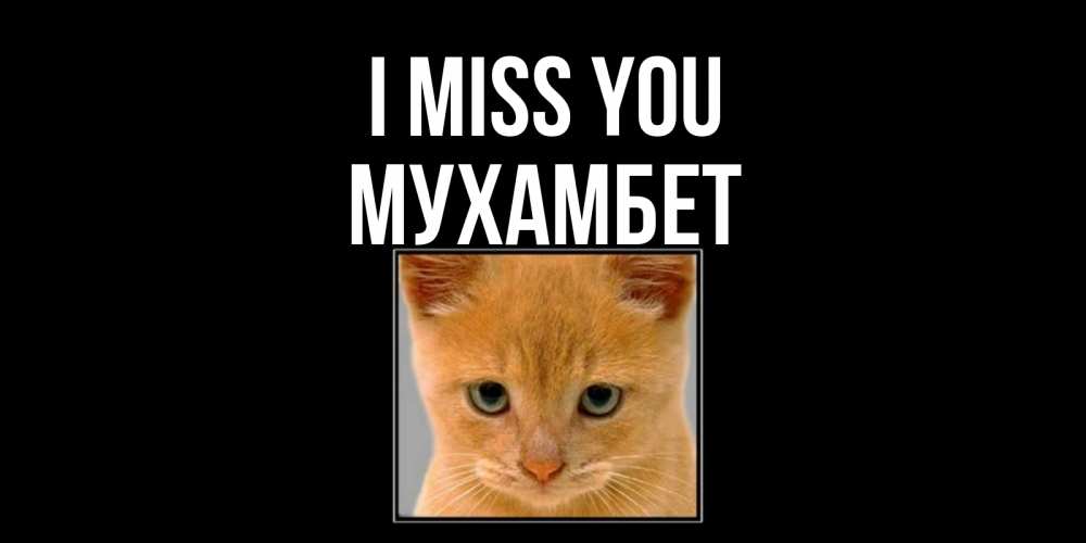 Greetings card с именем, МУХАМБЕТ I miss you открытки рыжий котенок скучает по тебе Greetings with text for free download 