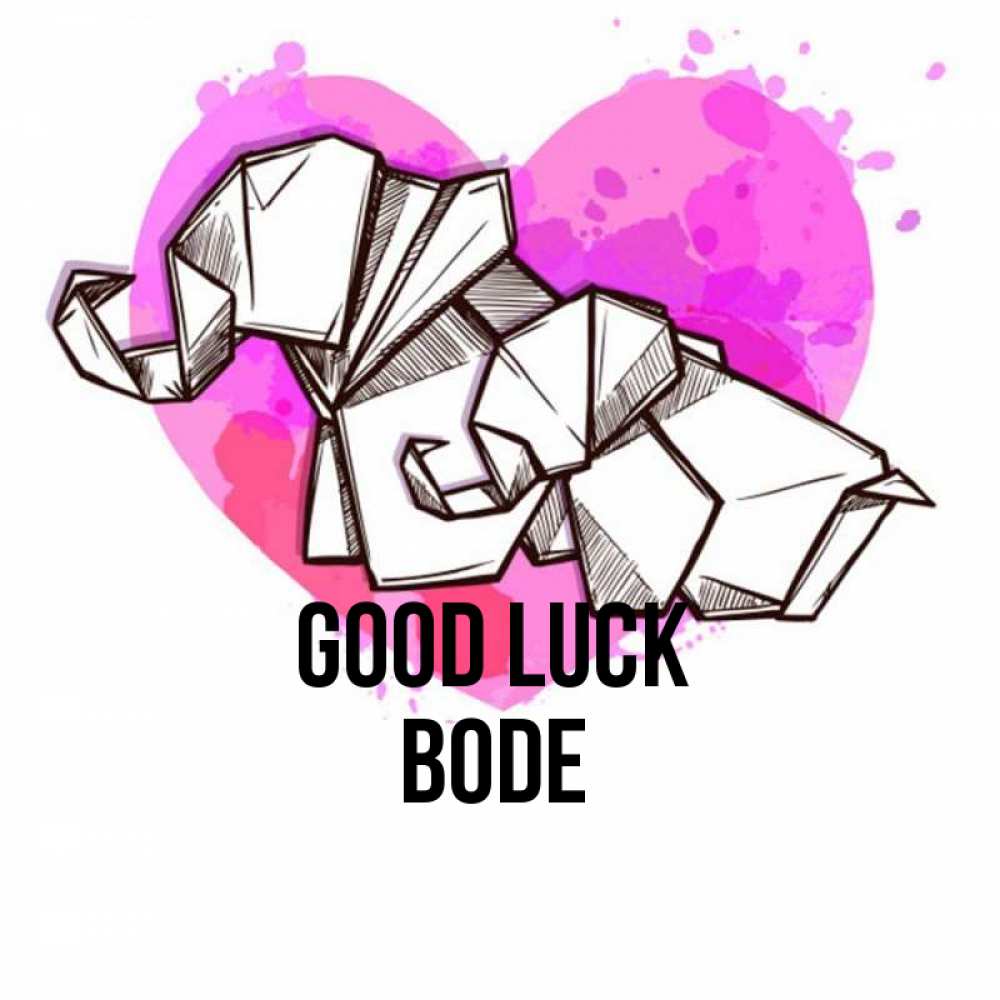 Greetings card с именем, Bode Good luck оригами Greetings with text for free download 