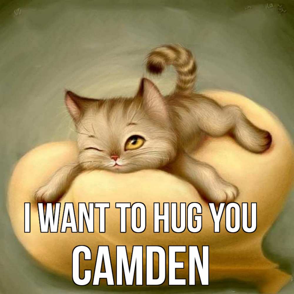 Greetings card с именем, Camden I want to hug you кошечка Greetings with text for free download 