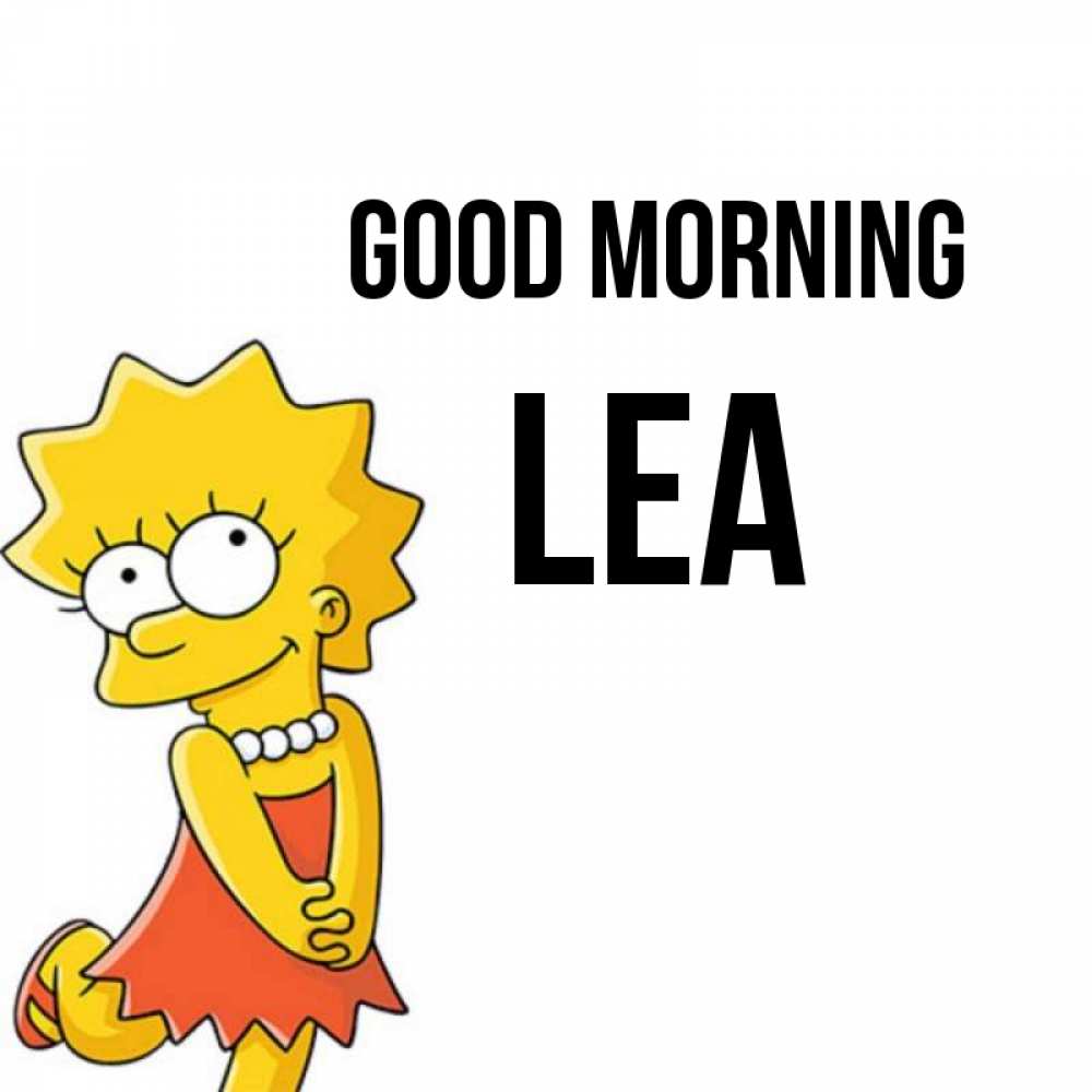 Greetings card с именем, Lea Good morning в платье и ожерелье Greetings with text for free download 