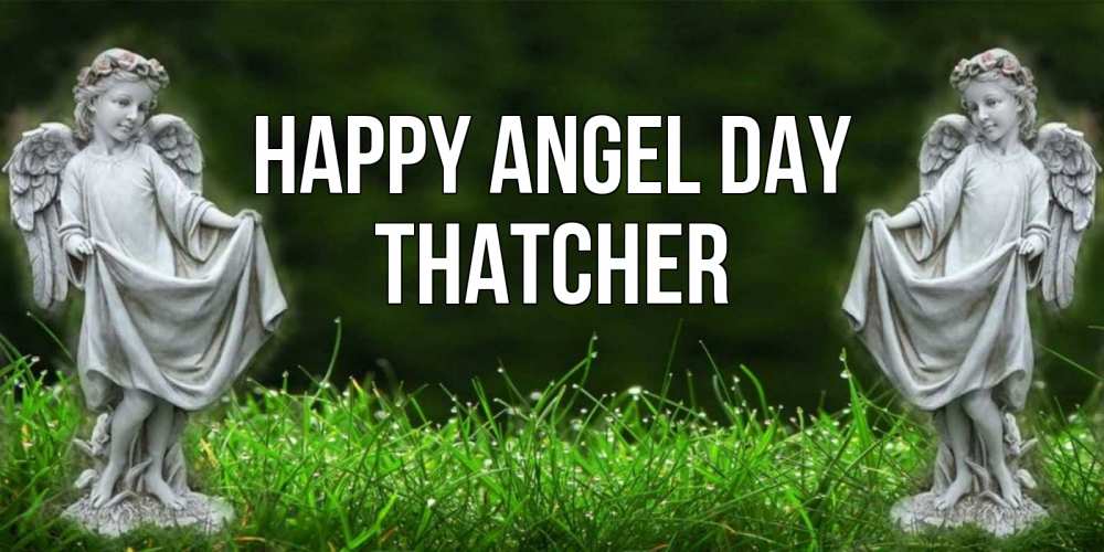 Greetings card с именем, Thatcher happy angel day небо, ангел, девушка Greetings with text for free download 