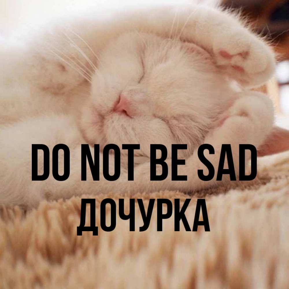 Greetings card с именем, Дочурка Do not be sad Котенок спит Greetings with text for free download 