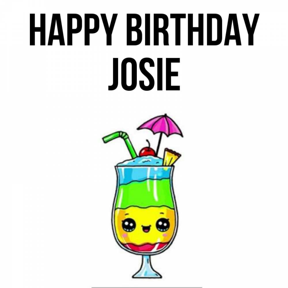Greetings card с именем, Josie Happy Birthday с зонтиком Greetings with text for free download 