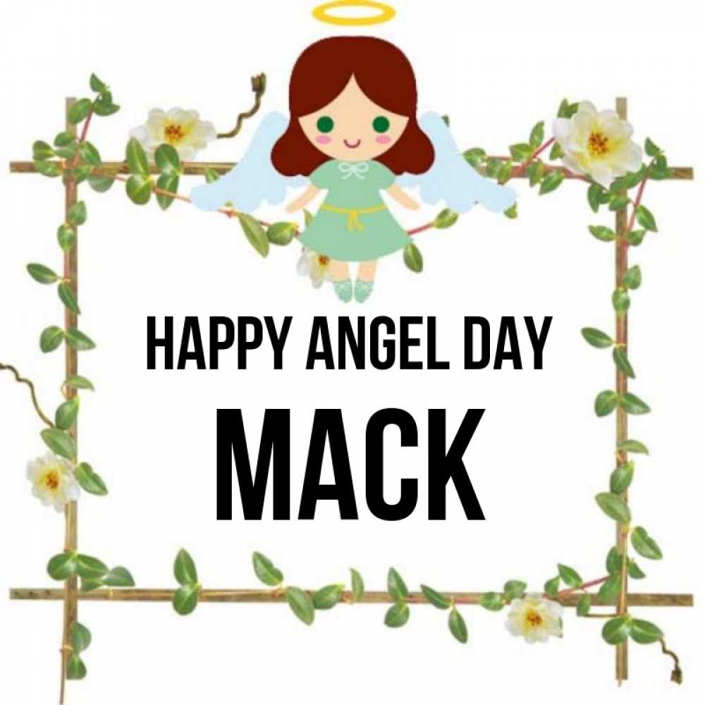 Greetings card с именем, Mack happy angel day Ангел с нимбом Greetings with text for free download 
