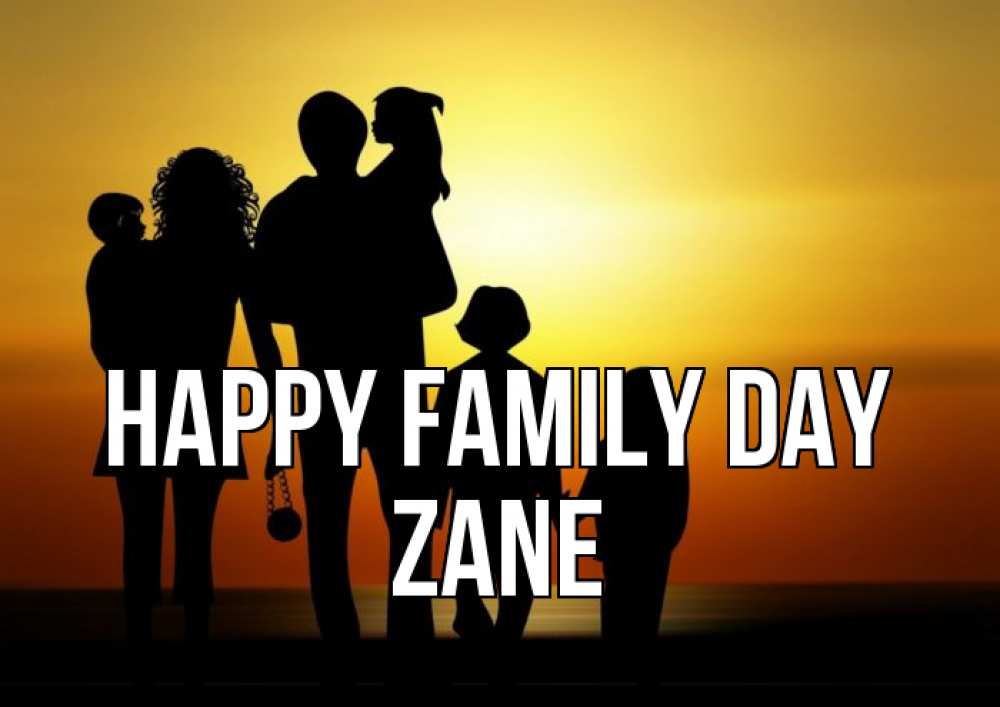 Greetings card с именем, Zane happy family day Семья, закат, мама, папа, дети Greetings with text for free download 