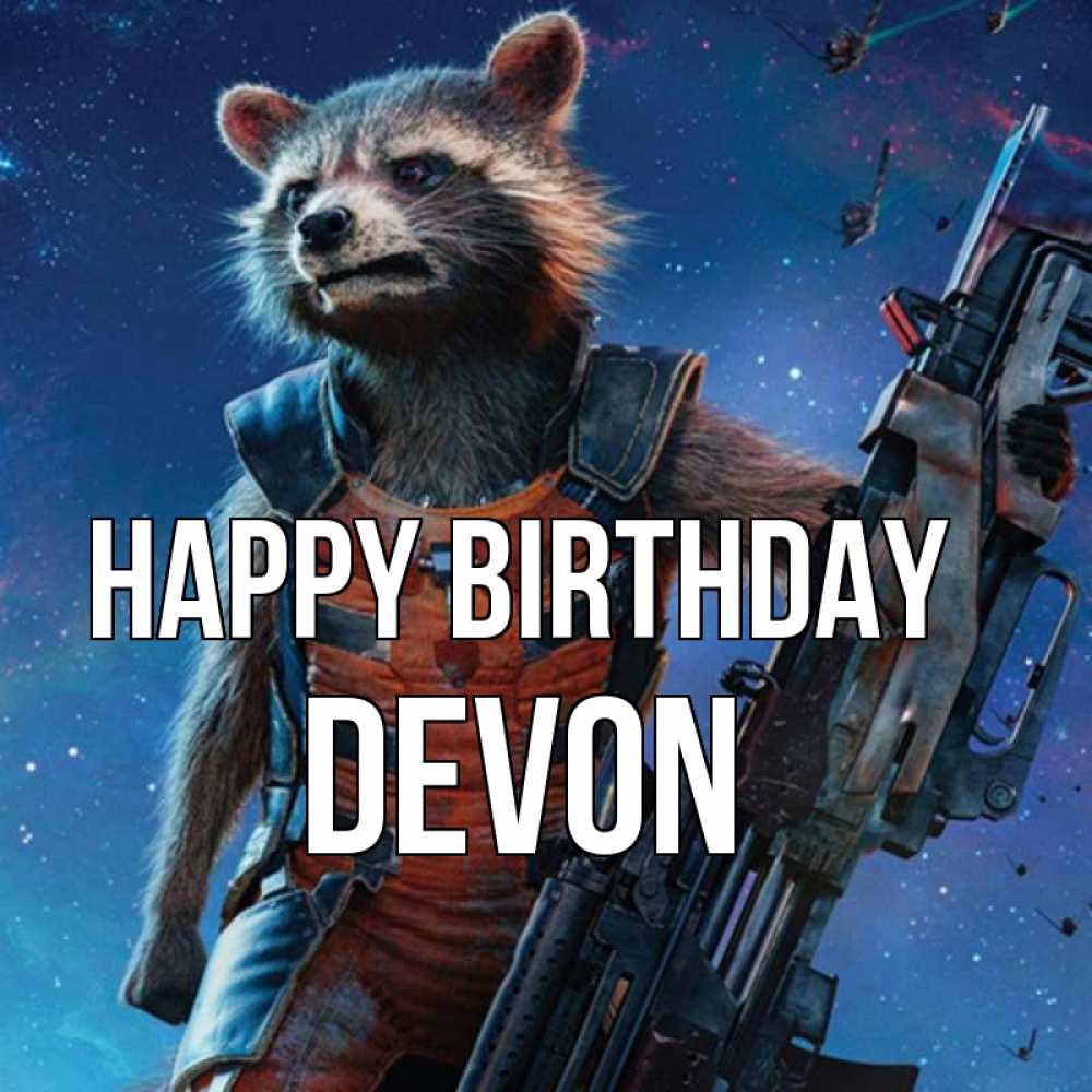 Greetings card с именем, Devon Happy Birthday реактивный Рокета Greetings with text for free download 