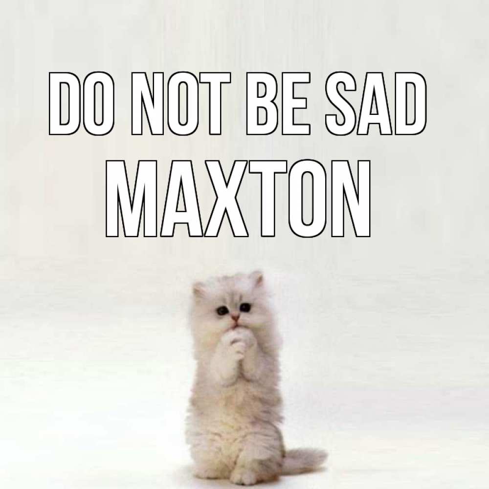 Greetings card с именем, Maxton Do not be sad грустный кот Greetings with text for free download 