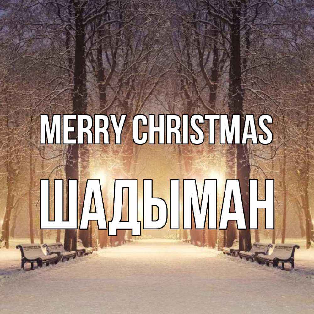 Greetings card с именем, ШАДЫМАН Merry Christmas зима, парк, фонарь, лес Greetings with text for free download 