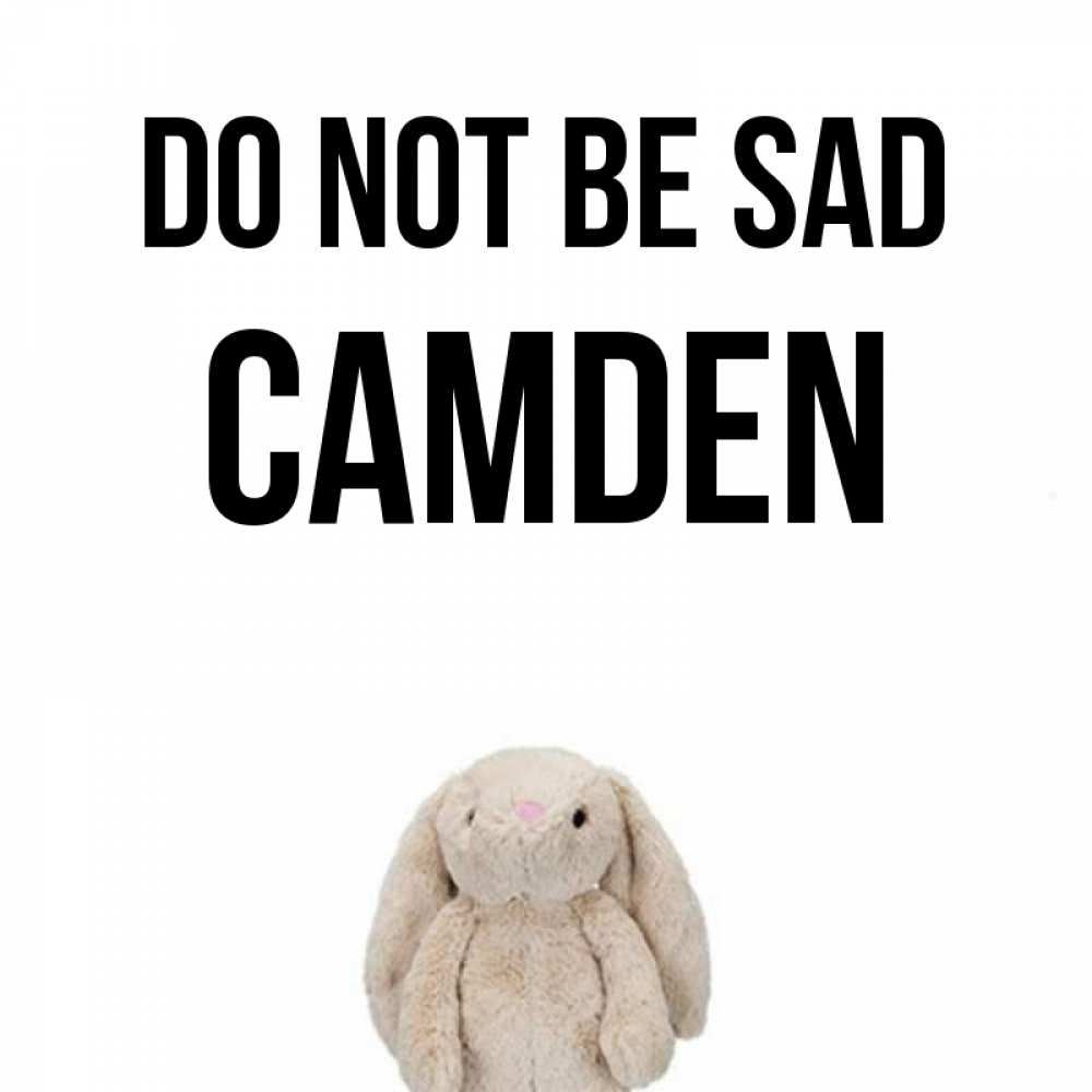 Greetings card с именем, Camden Do not be sad детская игрушка зайчика Greetings with text for free download 
