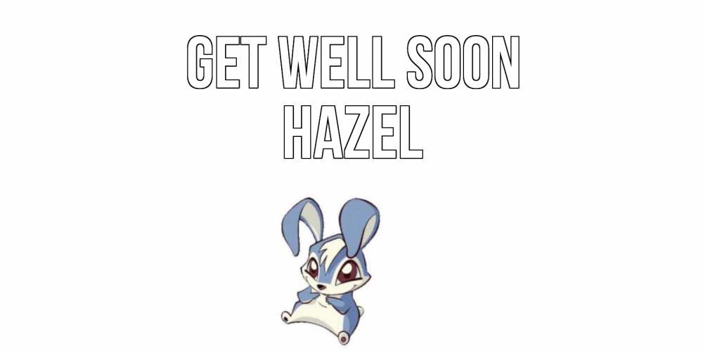 Greetings card с именем, Hazel Get well soon серый заяц на открытке про выздоравление Greetings with text for free download 