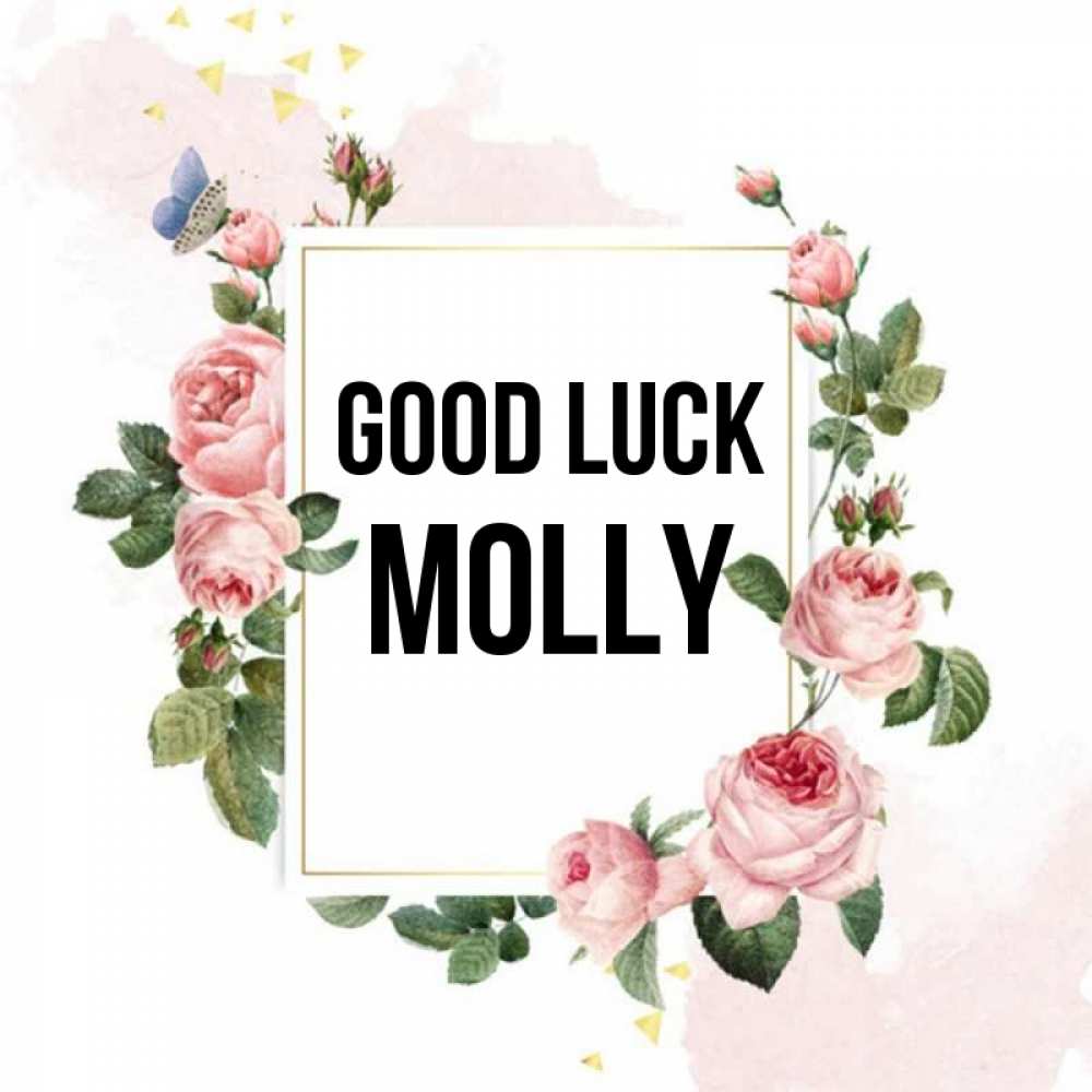 Greetings card с именем, Molly Good luck розовые розы Greetings with text for free download 