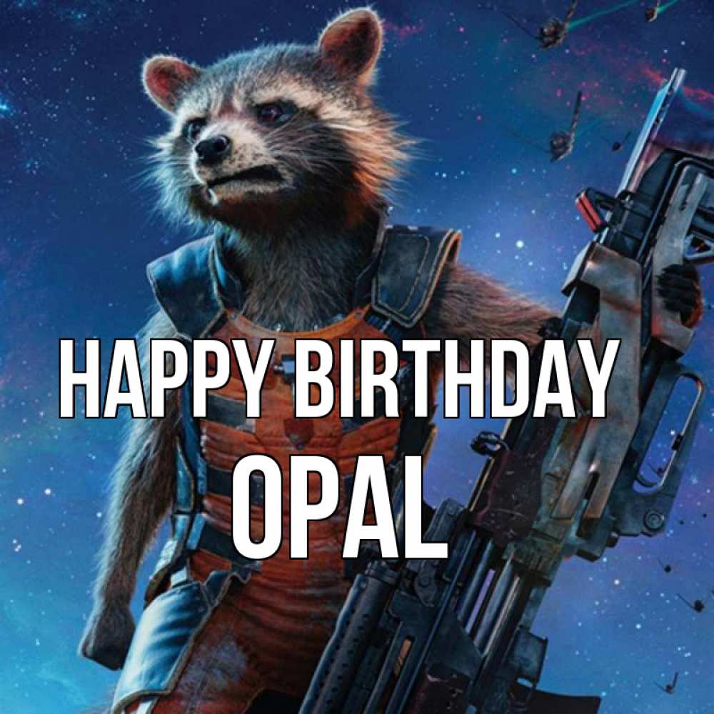 Greetings card с именем, Opal Happy Birthday реактивный Рокета Greetings with text for free download 