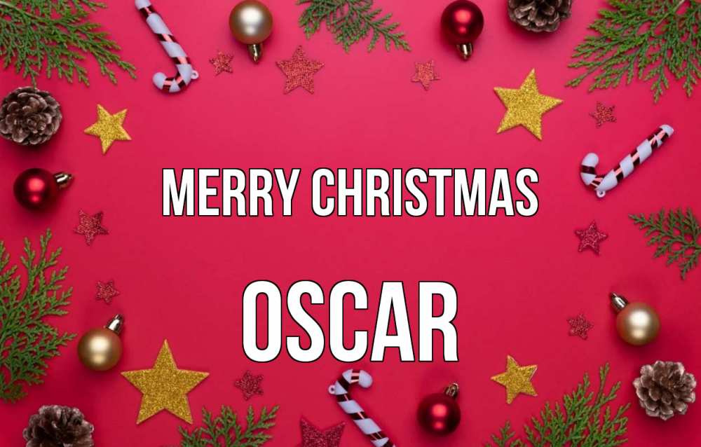 Greetings card с именем, Oscar Merry Christmas с рождеством Greetings with text for free download 