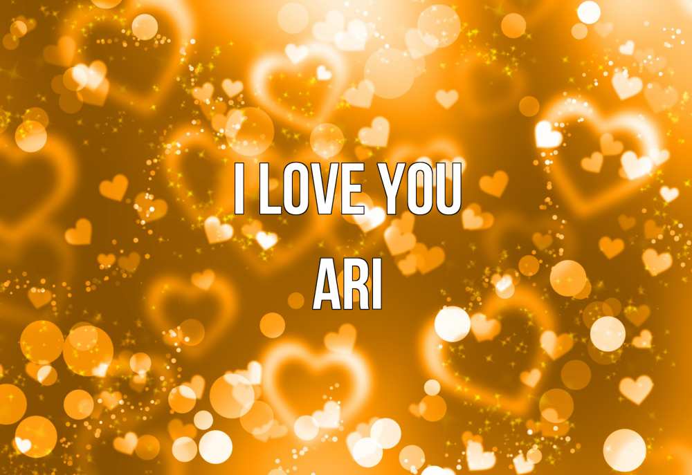 Greetings card с именем, Ari I love you ленты, цветы, сердце Greetings with text for free download 