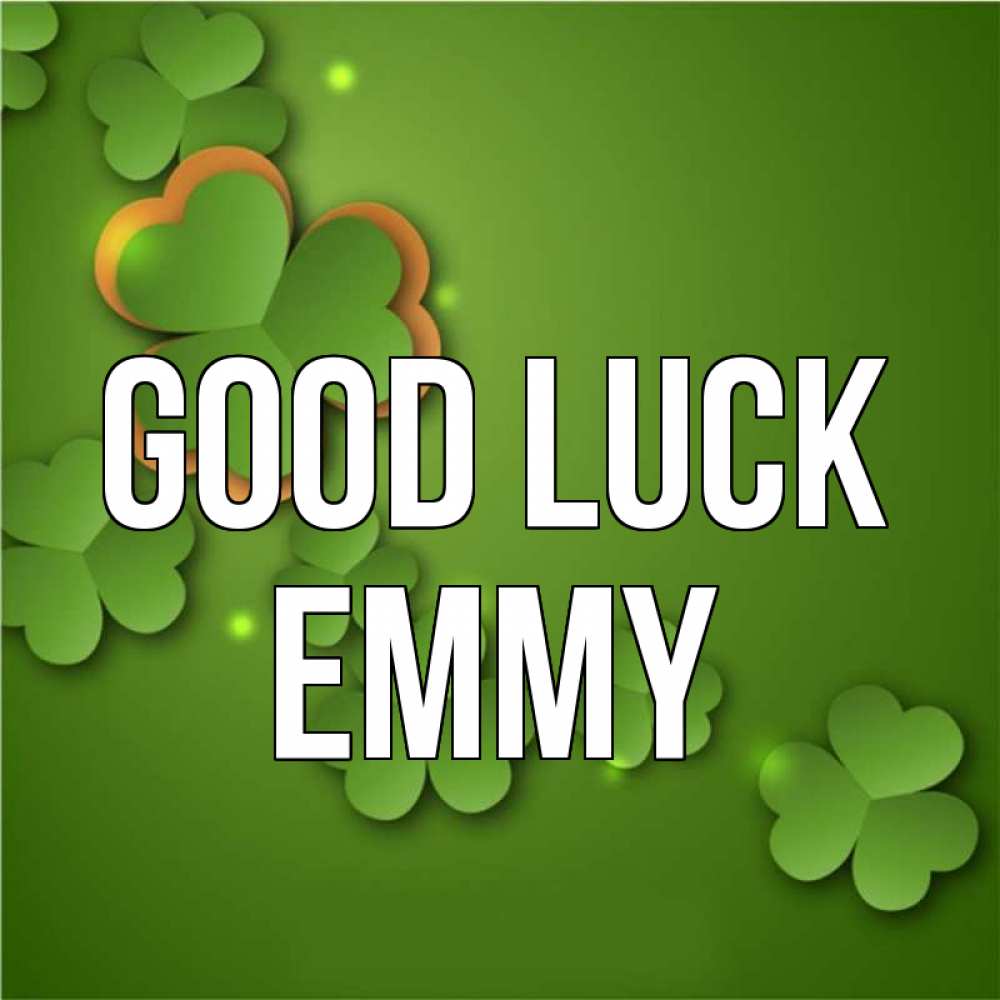 Greetings card с именем, Emmy Good luck много трехлистных листочков клевера Greetings with text for free download 