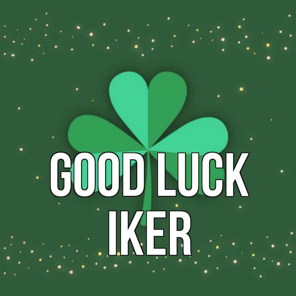 Greetings card с именем, Iker Good luck лист клевера Greetings with text for free download 