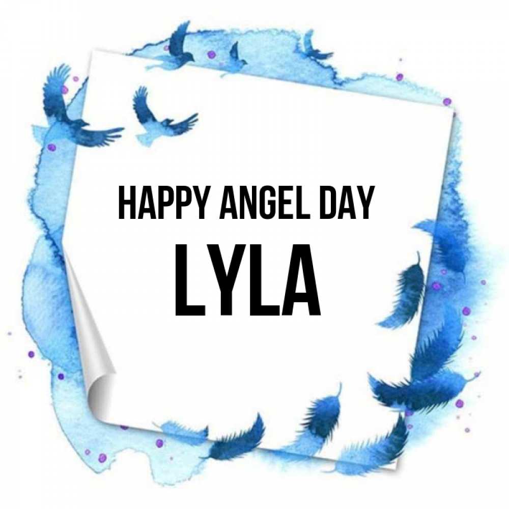 Greetings card с именем, Lyla happy angel day красивые птицы летят Greetings with text for free download 