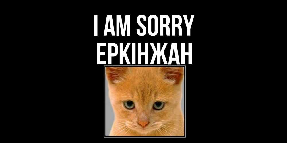 Greetings card с именем, Еркінжан I am sorry рыжий грустный кот просит прощения Greetings with text for free download 