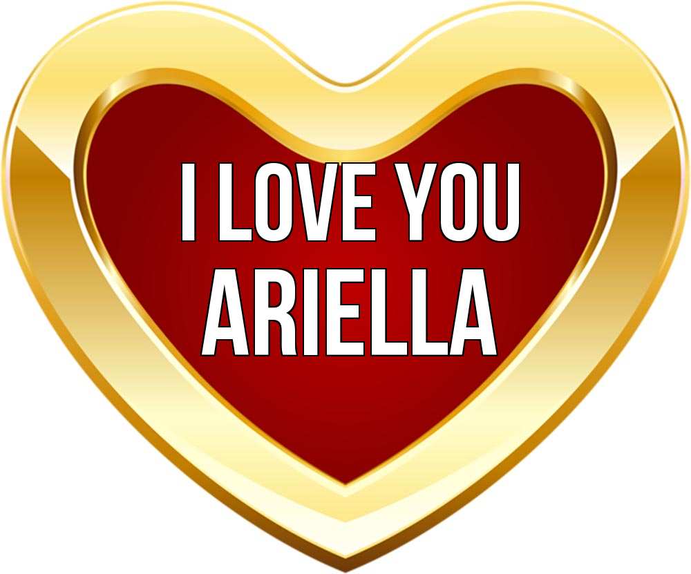 Greetings card с именем, Ariella I love you из краски Greetings with text for free download 